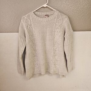Rue21 Women Cozy Cream Cable Knit Sweater Sz Med Chunky Y2K Preppy Academia C546